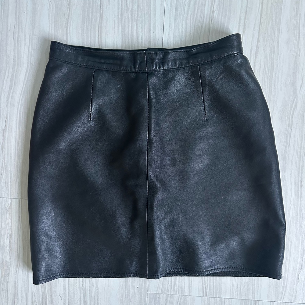 Classic Black Genuine Leather Skirt